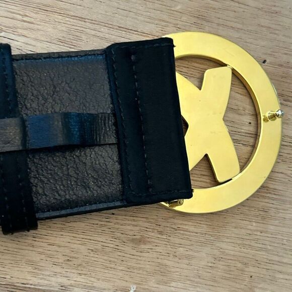 Paloma Picasso 80s Vintage large buckle rhinestone wide leather belt with satin